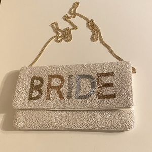 NWT Bride clutch/crossbody. Beaded with linen like shell and interior.